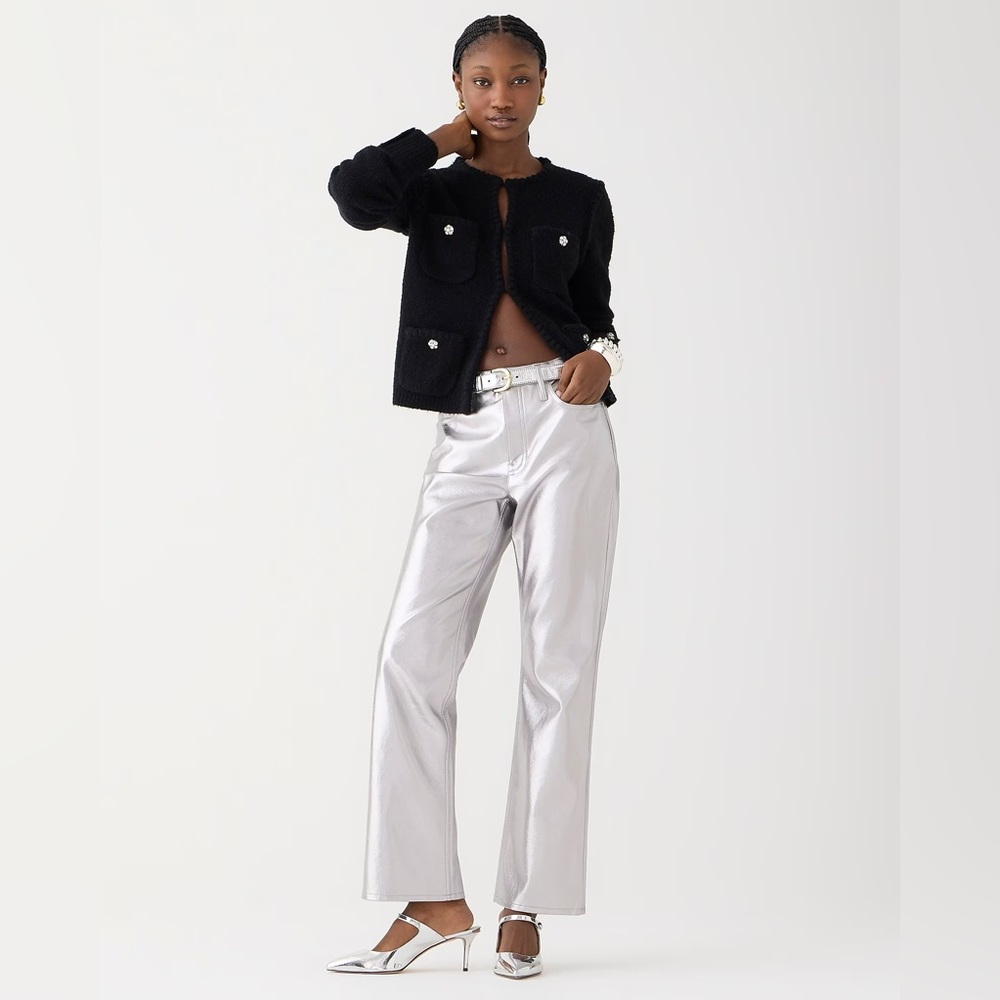 J.Crew Tall slim demi-boot pant in metallic faux leather BV198